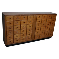 Used Dutch Industrial Beech Apothecary / School Cabinet, Mid-20th Century