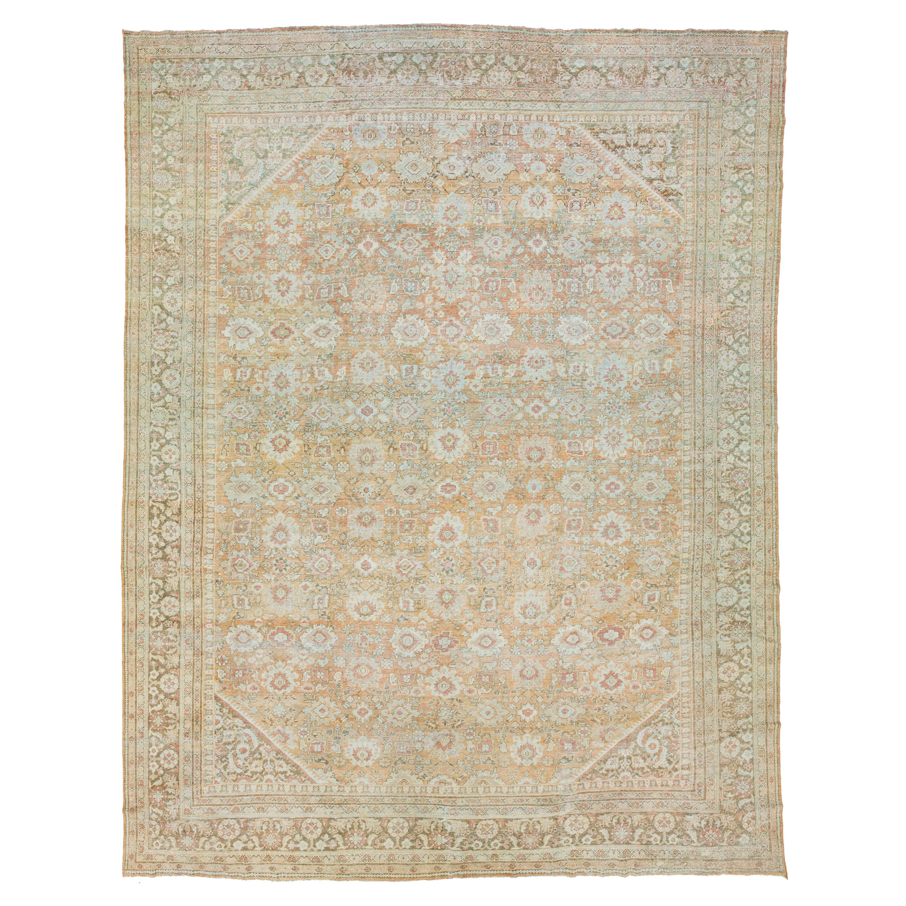 Tapis persan Mahal vintage fait à la main avec motif intégral