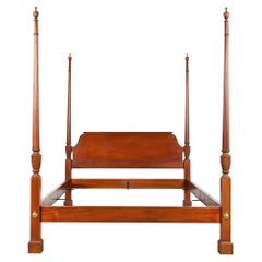 Retro Baker Furniture Georgian Carved Mahogany Queen Size Poster Bed