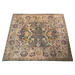 Indischer Agra-Teppich aus handgewebter Wolle des frühen 20.