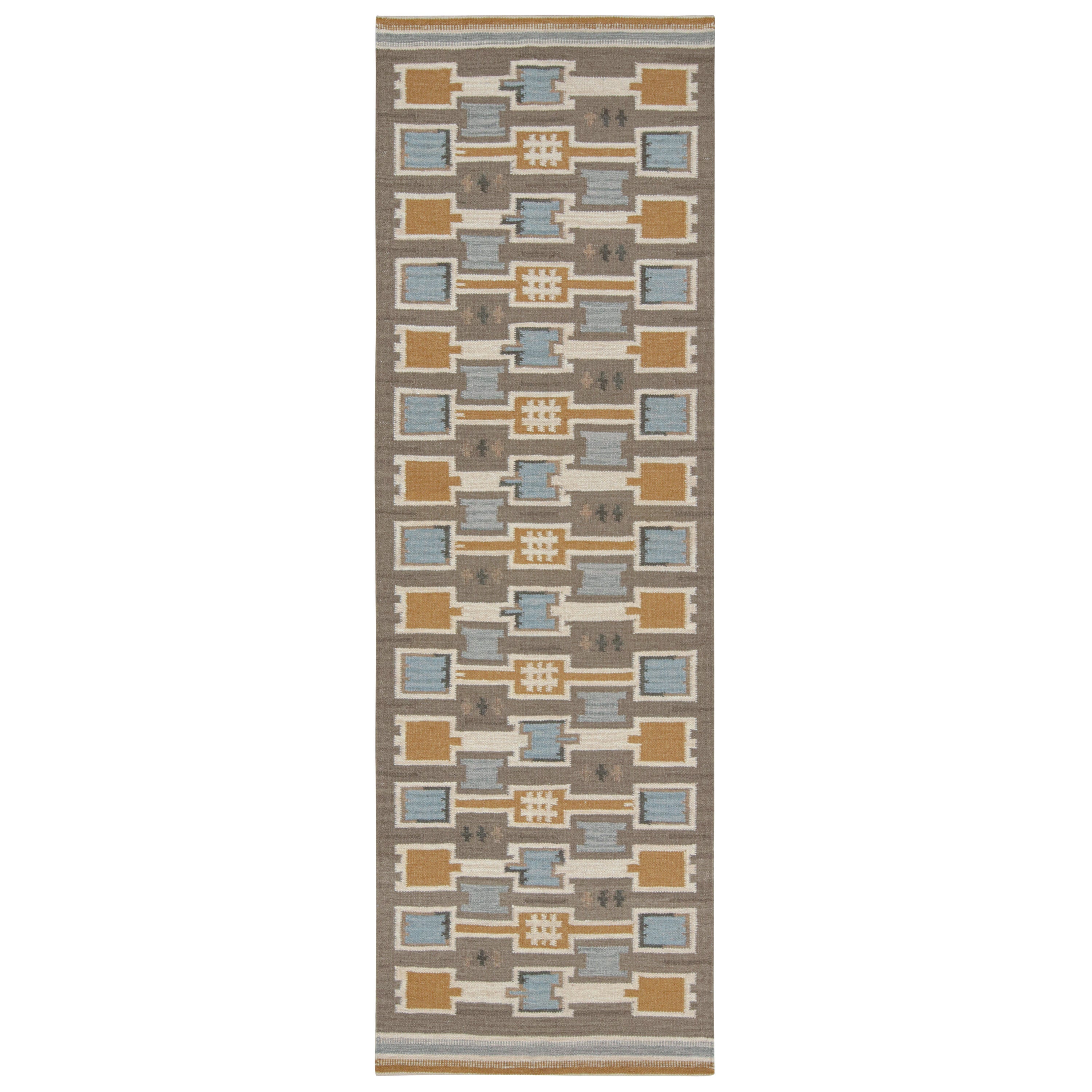 Rug & Kilim's Teppich im skandinavischen Stil in Grau mit geometrischen Mustern im Angebot