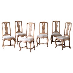 Conjunto de seis sillas rococó suecas del siglo XVIII
