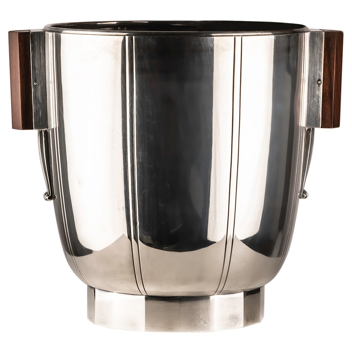 French Art Deco Wine Cooler in Silvered Metal, 1930s For Sale