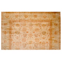 OVERSIZE Mansion Größe Beige Elfenbeinfarbener persischer Teppich im Sultanabad-Stil 18,7 x 39,8 ft 