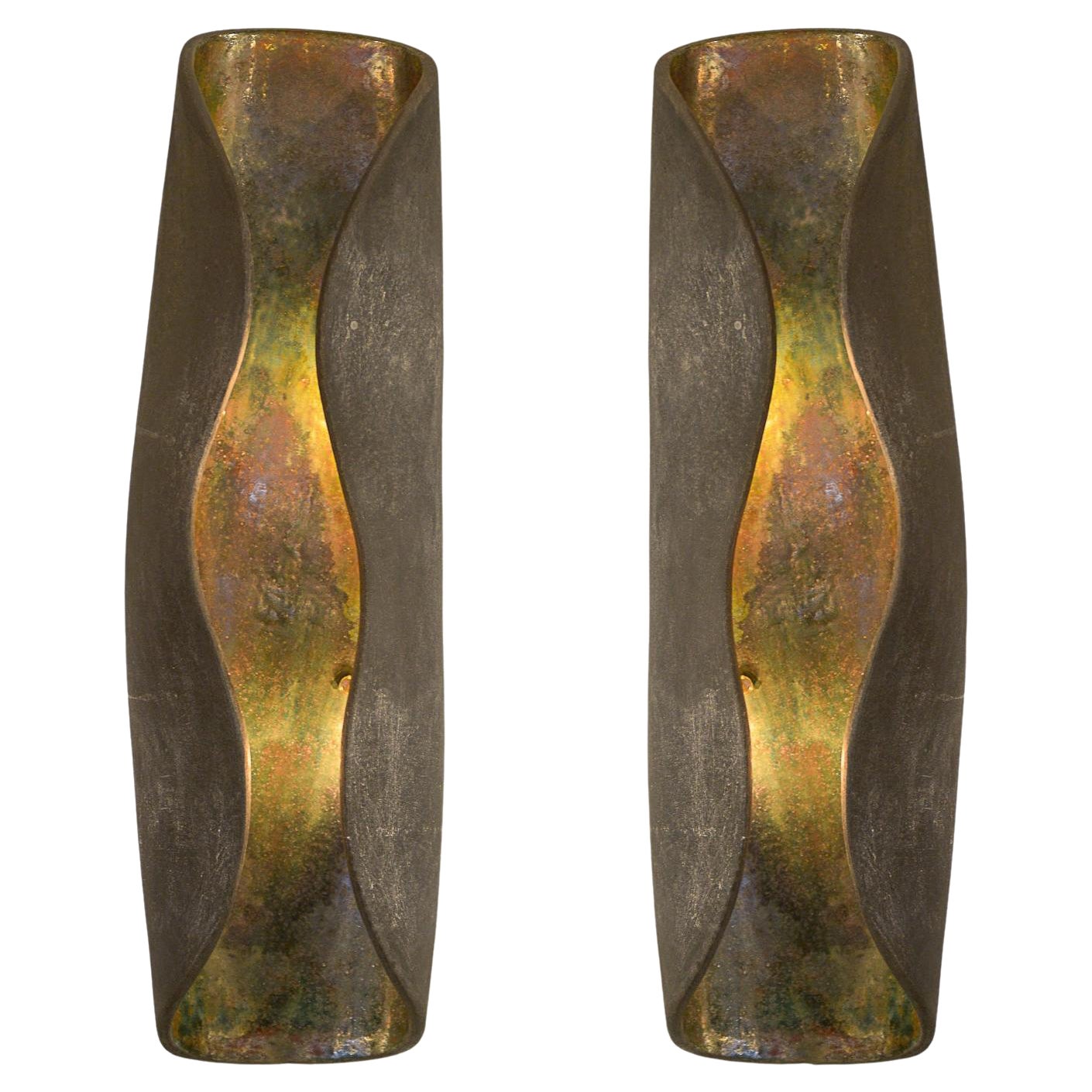 Pair of French Bespoke Sculptural Ceramic Sconces