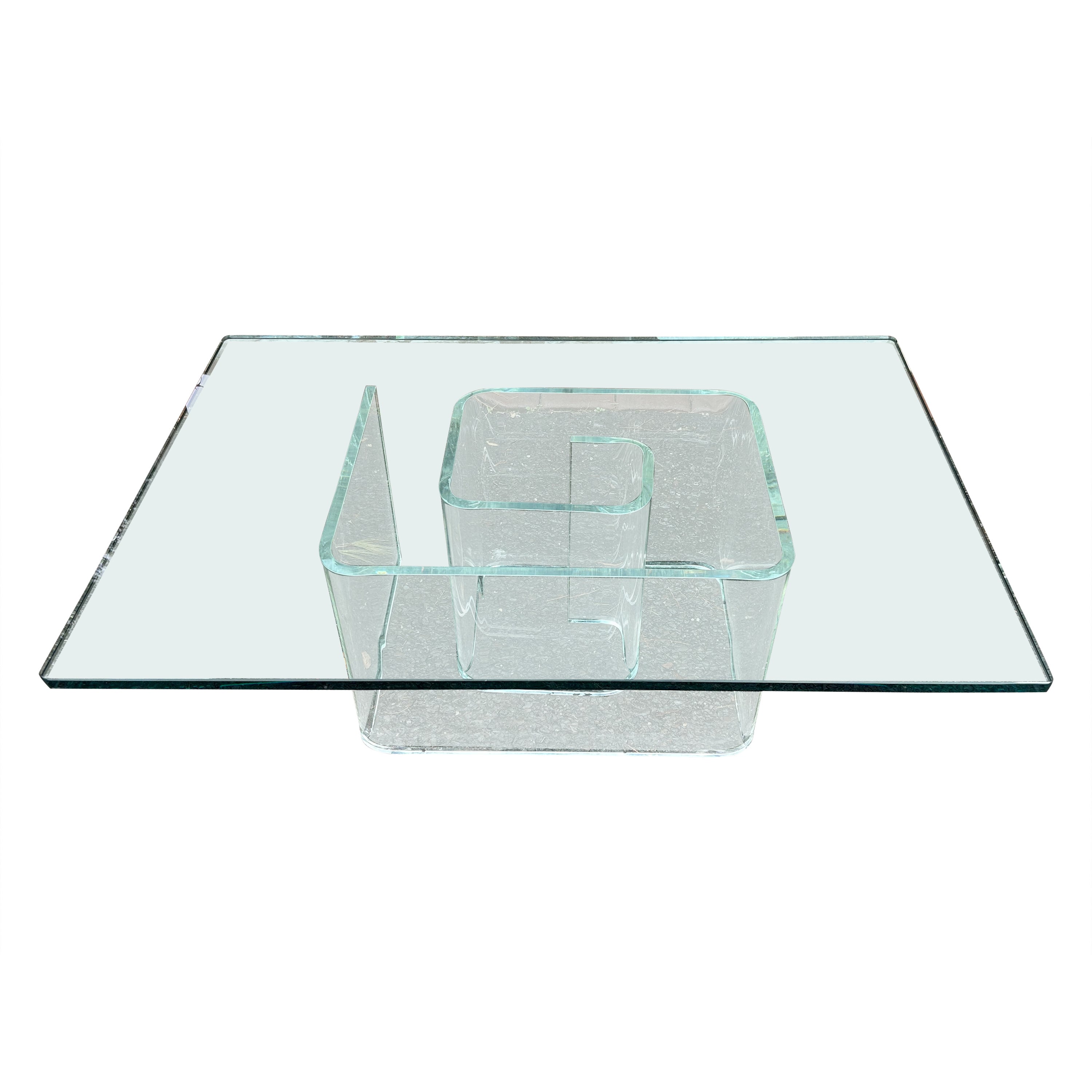 Wonderful Mid Century Lucite Snail Base Glass Top Cocktail Coffee Table For Sale