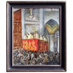 Vintage Modernist Painting of Papal Blessing in Venice by Waldo Peirce