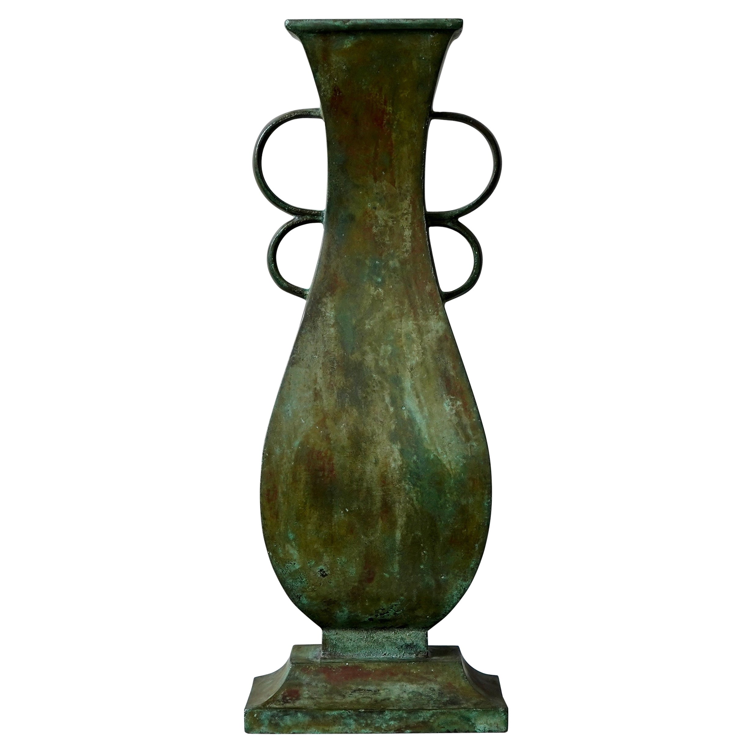 Große Art-Déco-Vase aus Bronze von Sune Bäckström, Schweden, 1920er Jahre