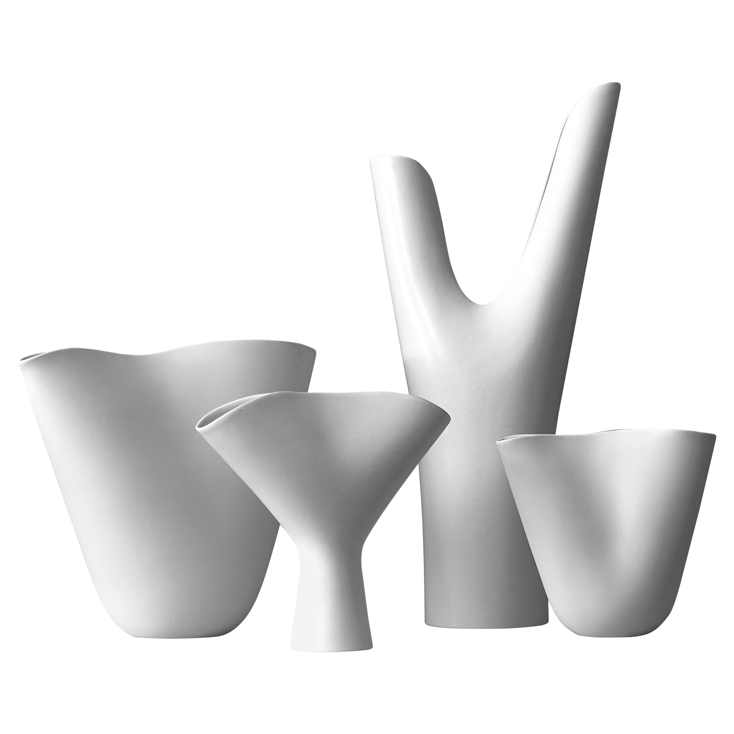 Set of 4 'Veckla' Vases by Stig Lindberg for Gustavsberg Studio, Sweden, 1950s For Sale