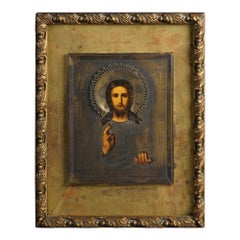 Used Russian Icon Portrait of Jesus Christ, Framed, 19thC