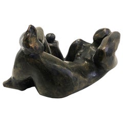 Vintage Andrée Hochar Fattal, Forbidden Fruit, Modernist Bronze Sculpture, 20th C.