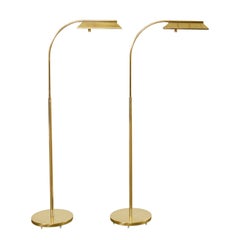 Vintage Pair of Art Deco Style Pharmacy Brass Floor Lamps by Casella