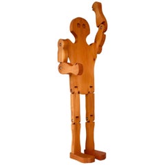 Figure d'homme articulée en bois d'art populaire américain du milieu du siècle dernier