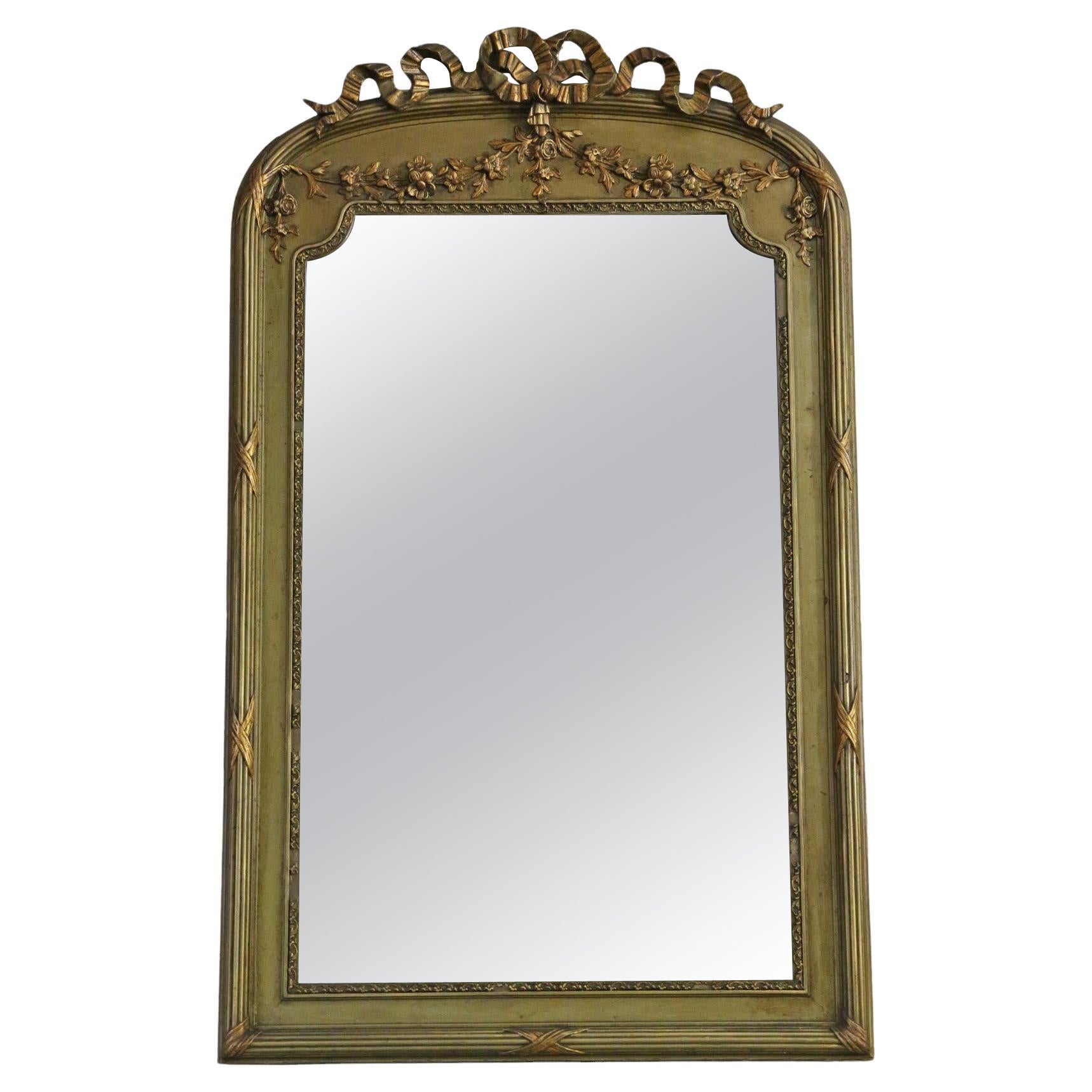Antique large gilt overmantle wall mirror C1900 fine quality For Sale