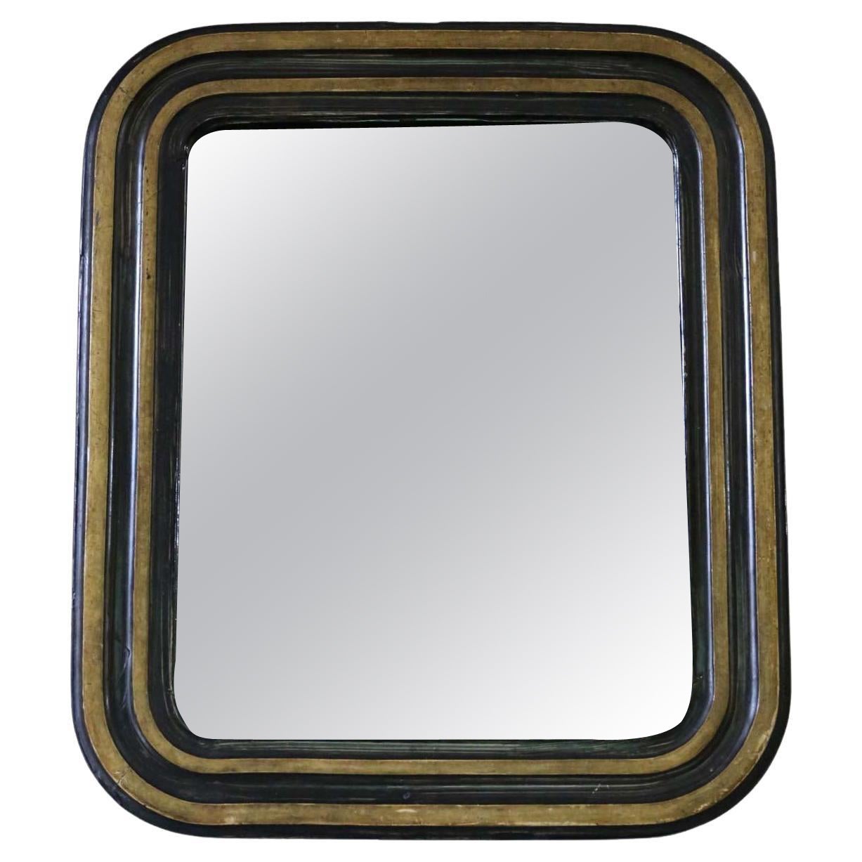 Antique small 19th Century quality gilt and ebonised overmantle wall mirror