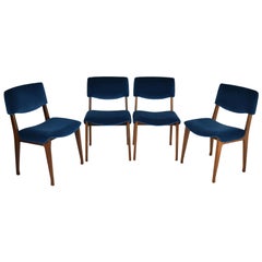 Italian Ico Parisi Wooden Dining Chairs, Set of Four, 1950s-60s