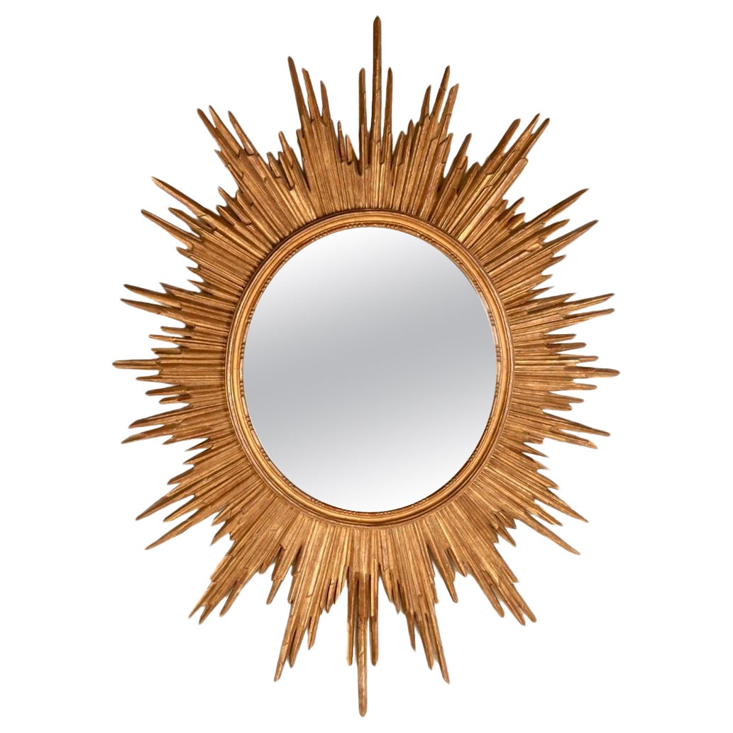 Unique Wood Mirror Sun Shaped, Italian Design 