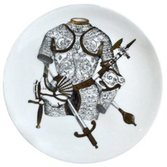 Piero Fornasetti Porcelain Plate with Coats of Armour, the Armature Pattern