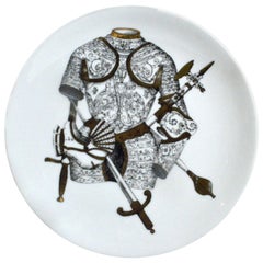 Piero Fornasetti Porcelain Plate with Coats of Armour, the Armature Pattern
