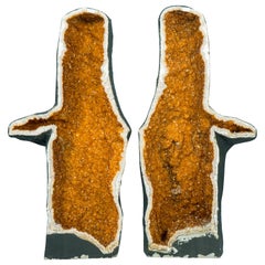 Pair of Large Citrine Geodes with Orange Citrine, The High Five Geodes