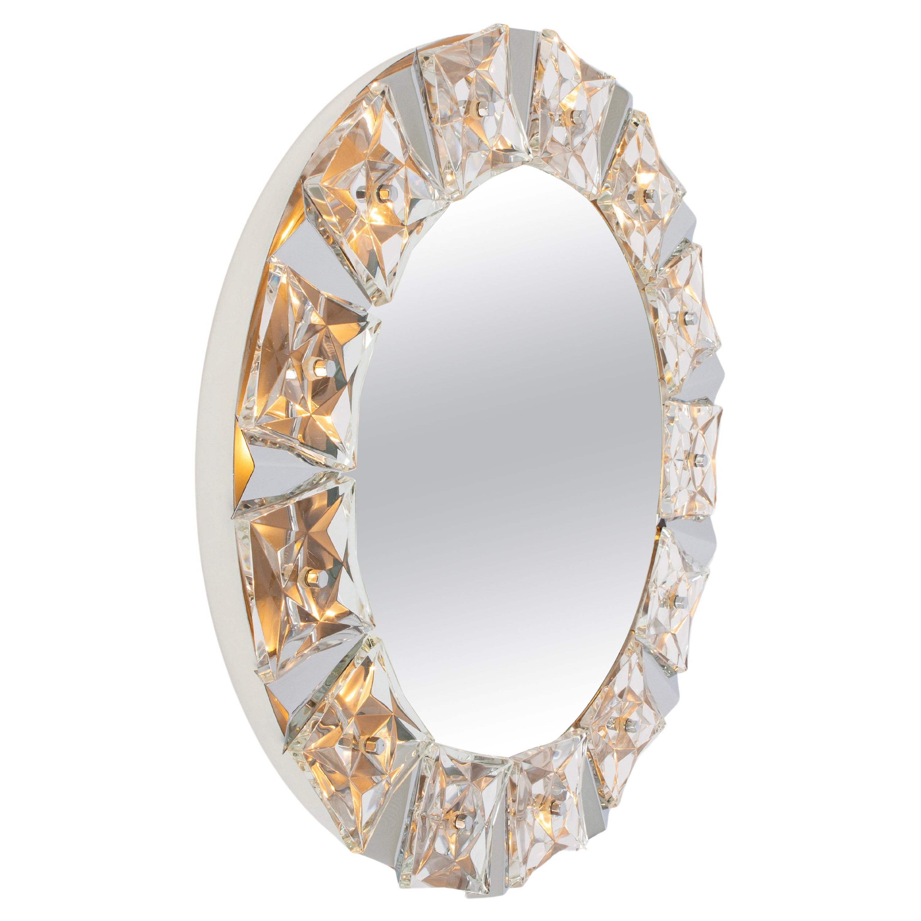 Spektakulärer beleuchteter Spiegel aus Messing und Kristallglas von Kinkeldey, Deutschland im Angebot
