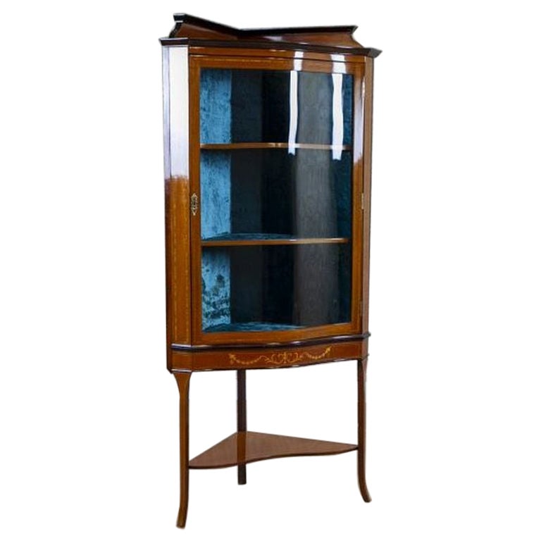 Late-19th Century English Corner Cabinet in Brown For Sale