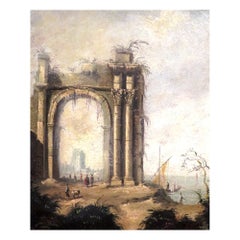 A Very Good 18th Century Venetian Capriccio of Ruins & Figures, Signed Guardi