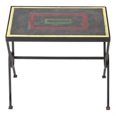 Used Enameled Lava Stone Side Table att. Jacques Adnet - France 1950s