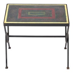 Enameled Lava Stone Side Table att. Jacques Adnet - France 1950s