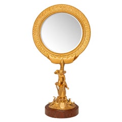 French 19th Century Charles X St. Ormolu And Rouge Griotte Marble Vanity Mirror