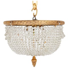 Antique French Empire Style Glass and Gilt Bronze Chandelier
