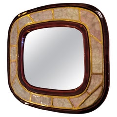 Ceramic Constructivist mirror by Mithé Espelt, France, 1960's