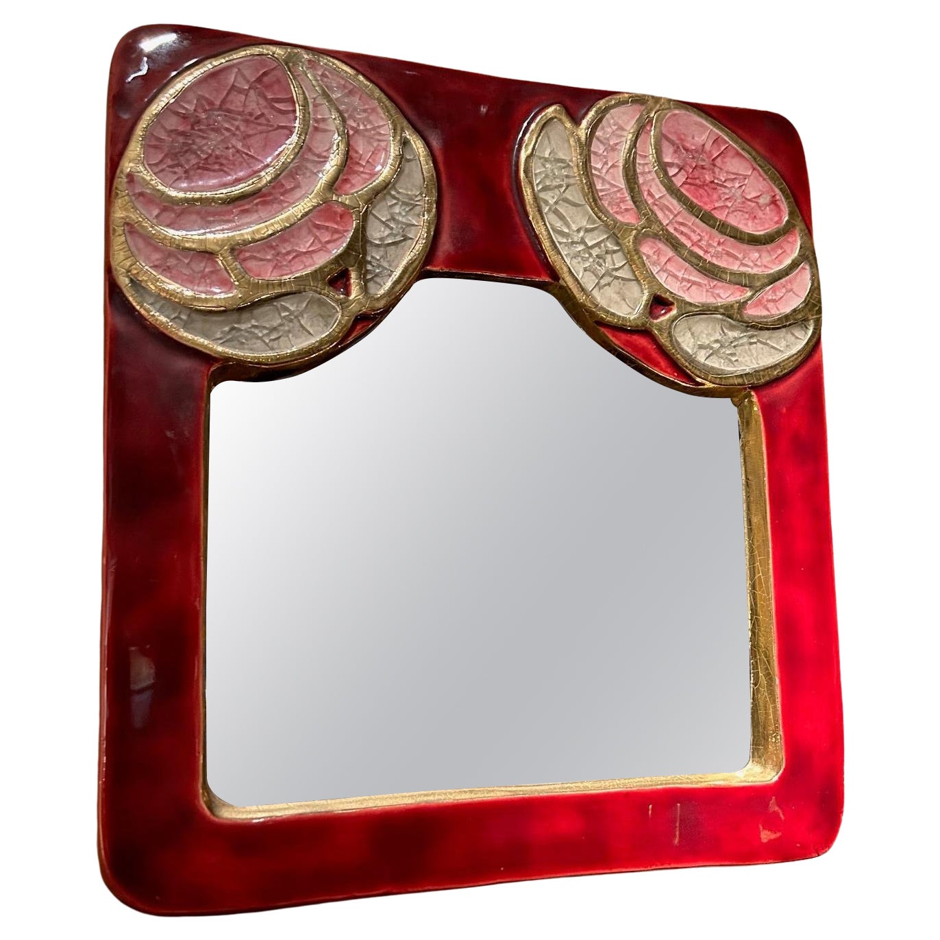 Ceramic Arts Décoratifs mirror by Mithé Espelt, France, 1960's For Sale