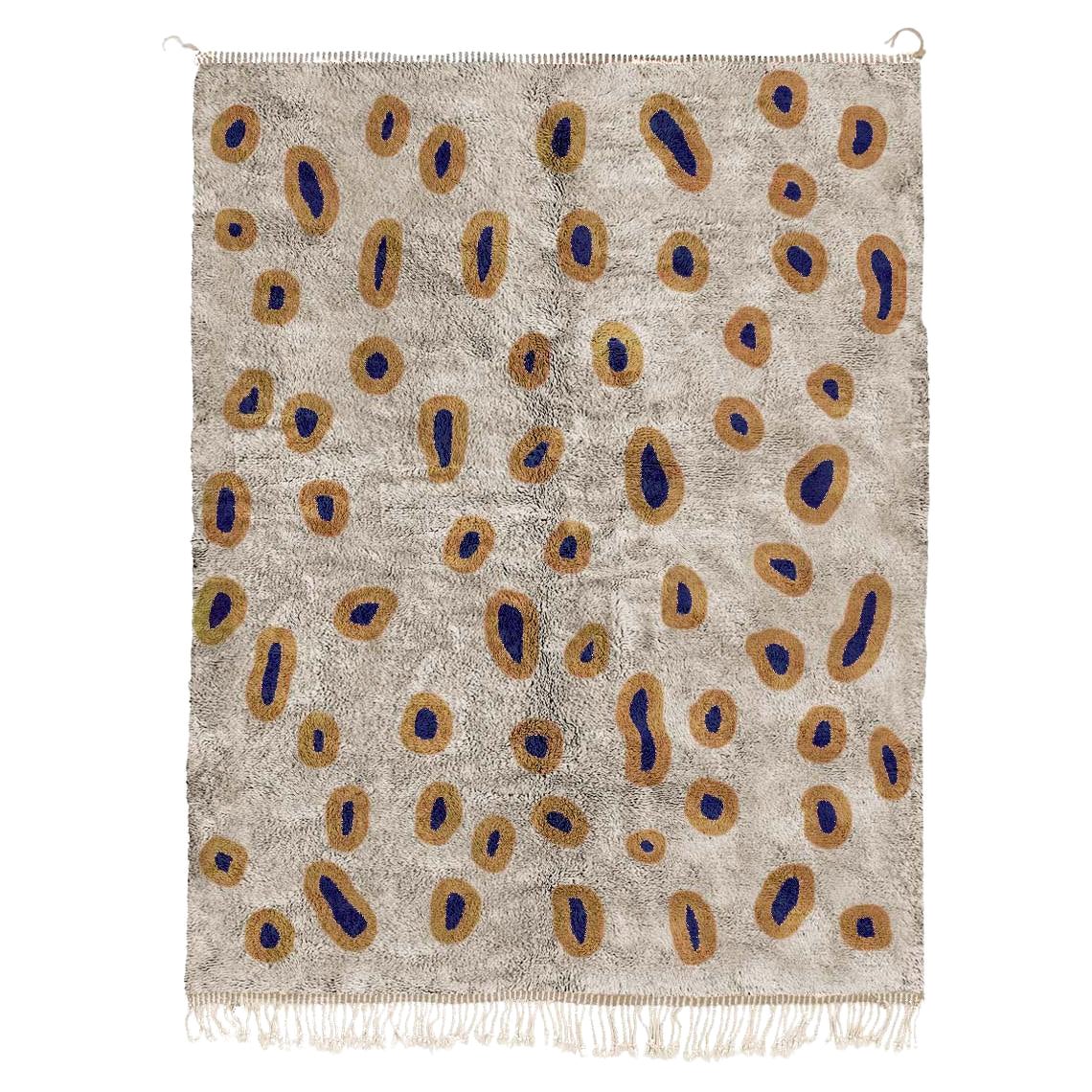 Moroccan Beni Mrirt rug 8’x10', Bubbles Ornament Grey Color rug, Custom-made