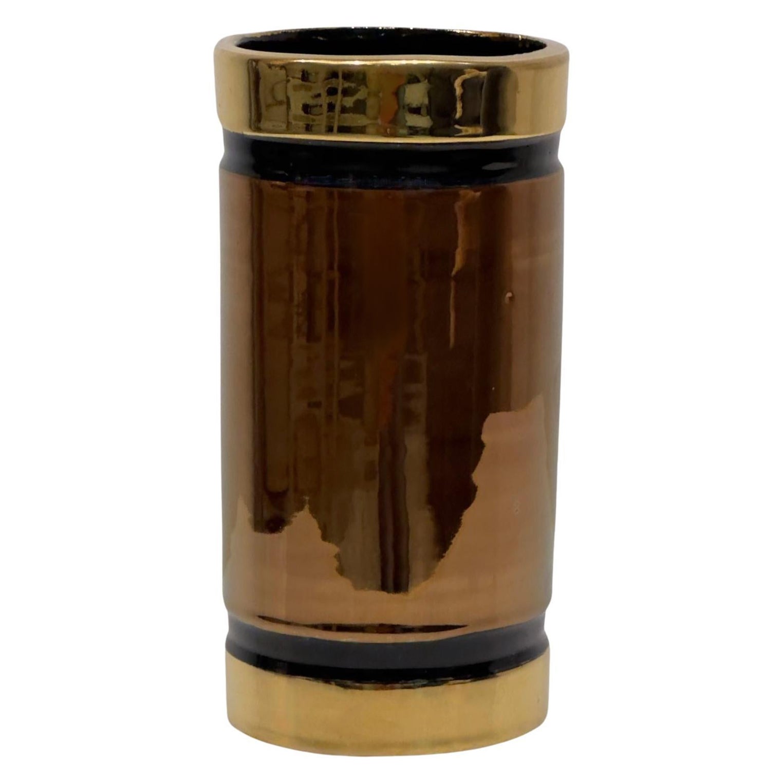 Bitossi Rosenthal-Netter-Vase, Gold/Schwarz Metallic, Italien