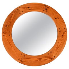 Large Pine Mirror by Uno & Östen Kristiansson for Luxus, Sweden; c. 1950's