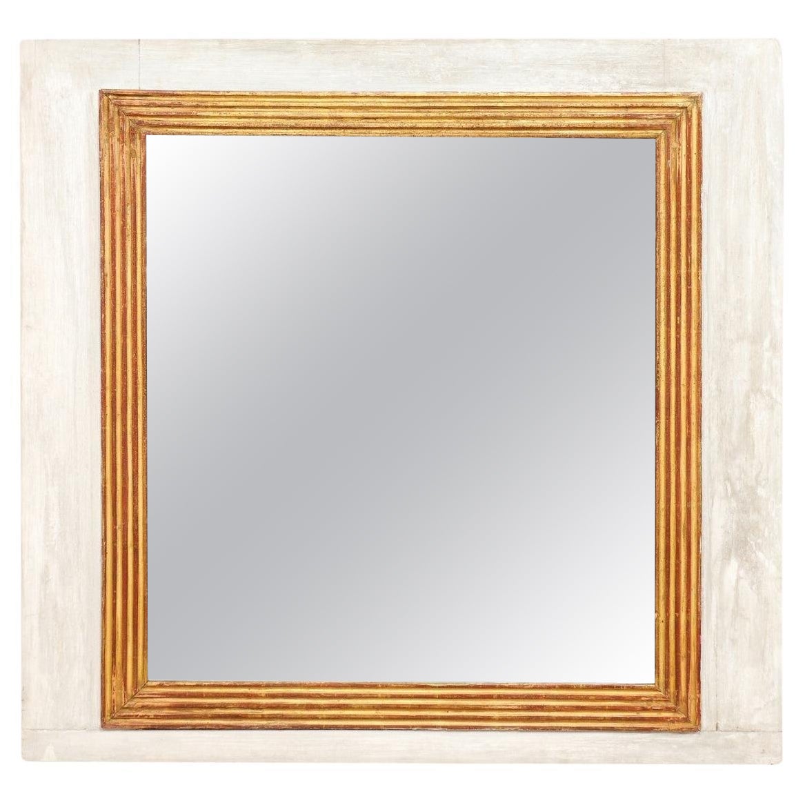 19th C. French Nearly-Square Mirror, 3.5Ft For Sale
