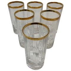 Royal Crystal Rock Aurea Tumbler Highball Glasses in Box Used Set of 6