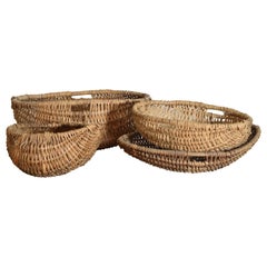 Vintage Set of 4 French Woven Baskets, early 20th cen.