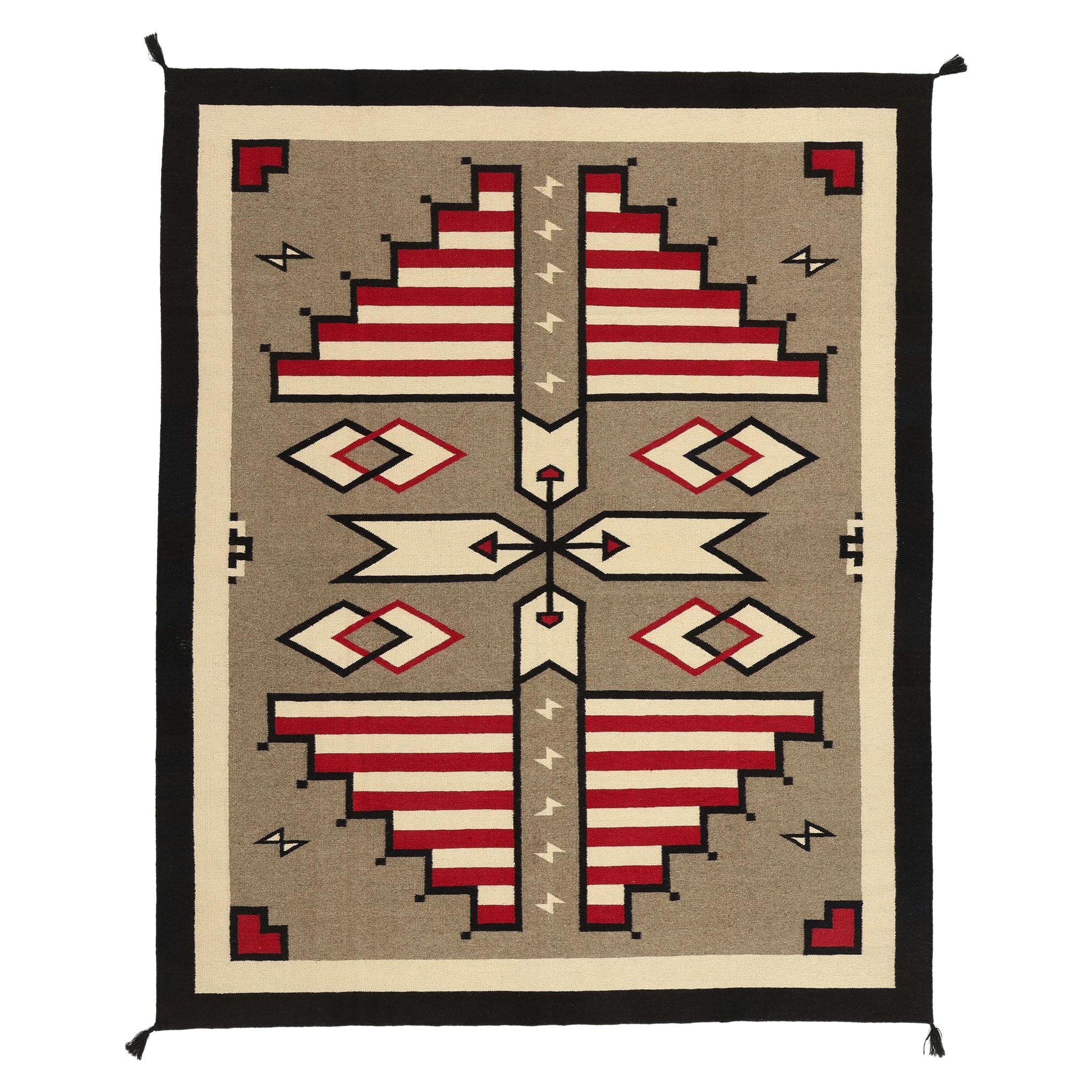 Alfombra contemporánea de tejido plano de estilo navajo del suroeste de Santa Fe