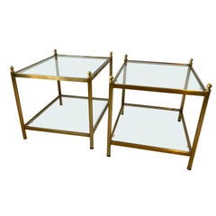 Pair Of 1990s Brass Coated  Two Tier Side Tables