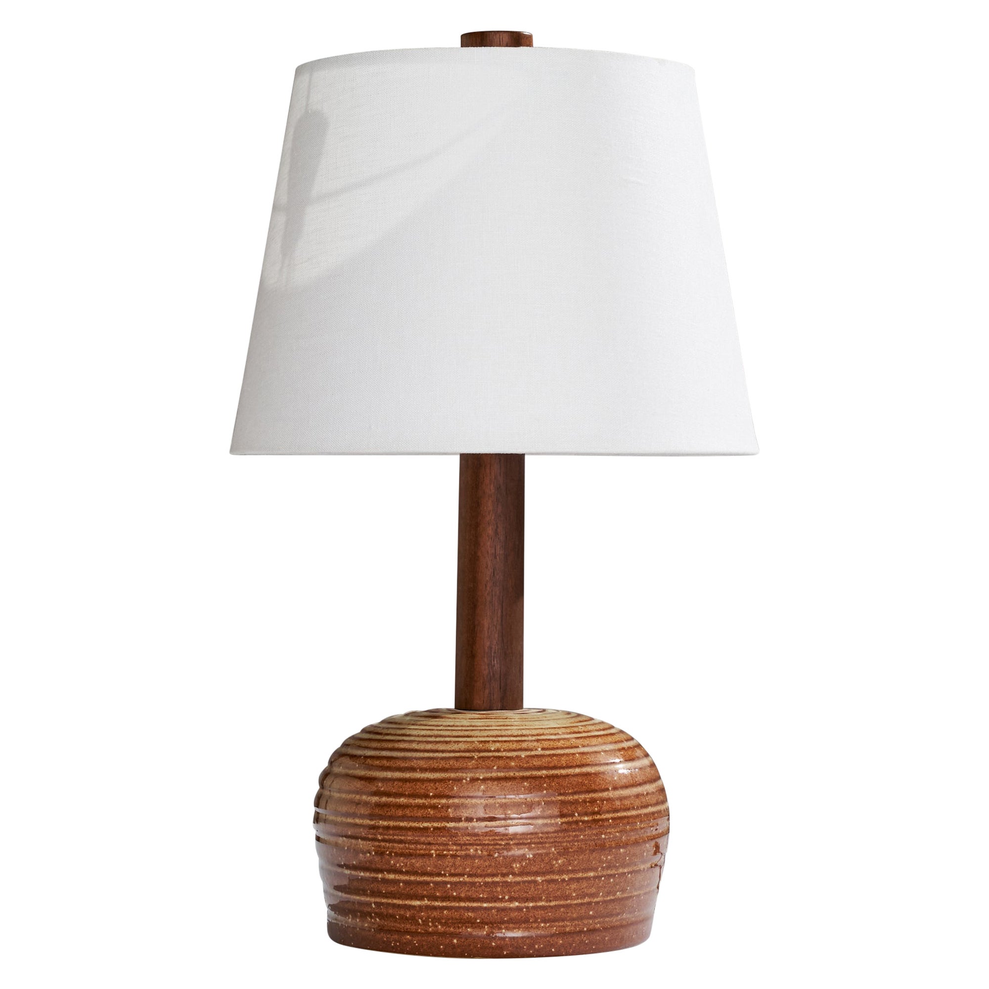 Jane & Gordon Martz, Table Lamp, Ceramic, Walnut, USA, 1960s For Sale