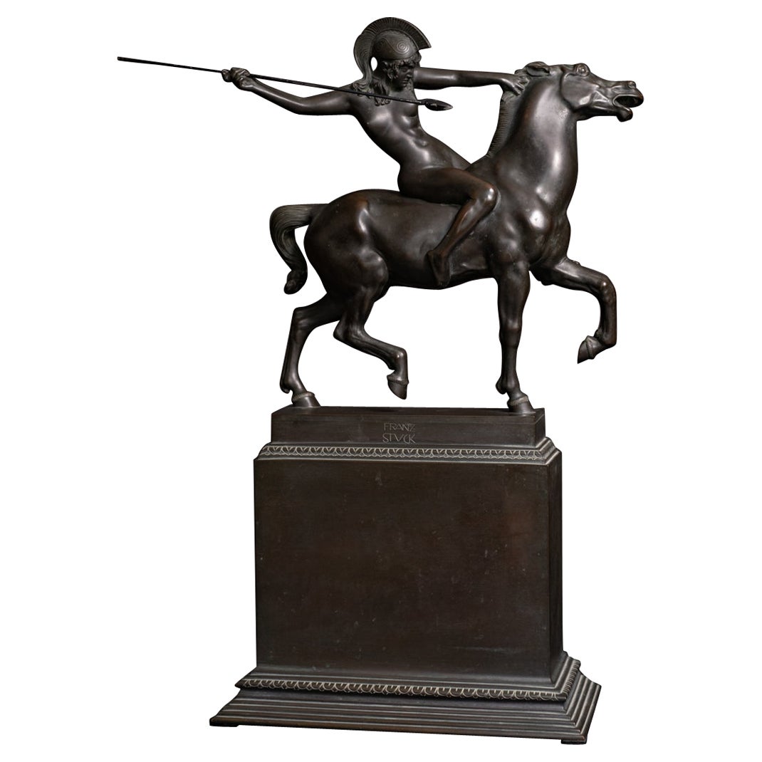 Escultura de bronce Art Nouveau "Amazona montada" de Franz von Stuck en venta