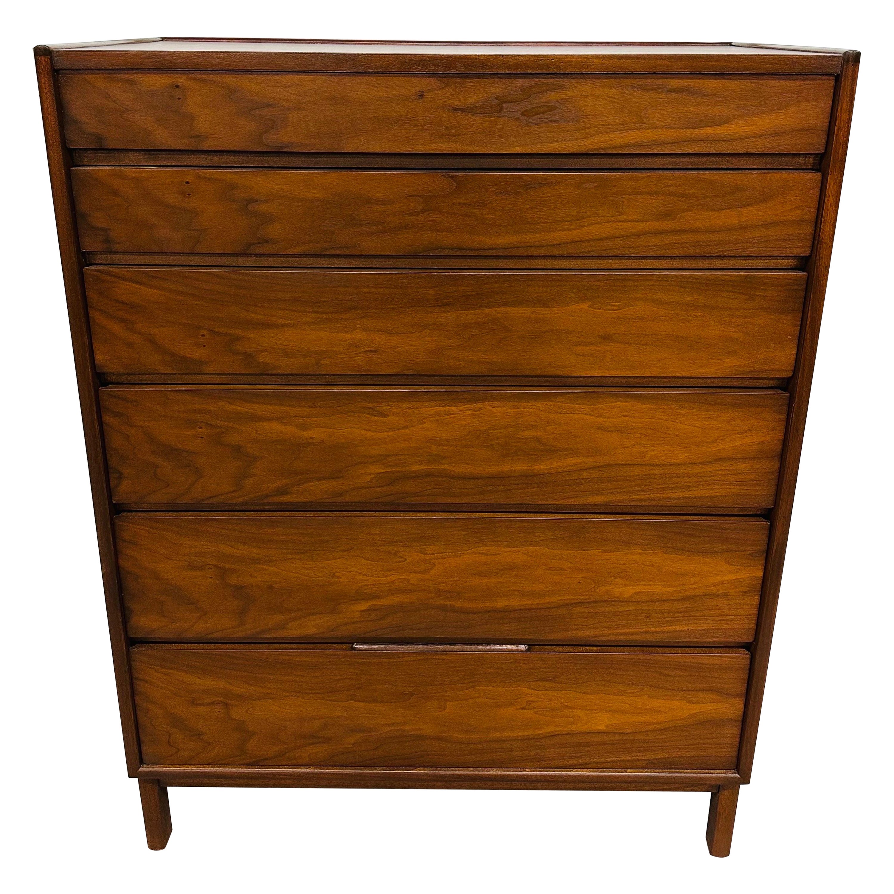 Mid-Century Modern Dunbar Edward Wormley Walnut High Chest For Sale