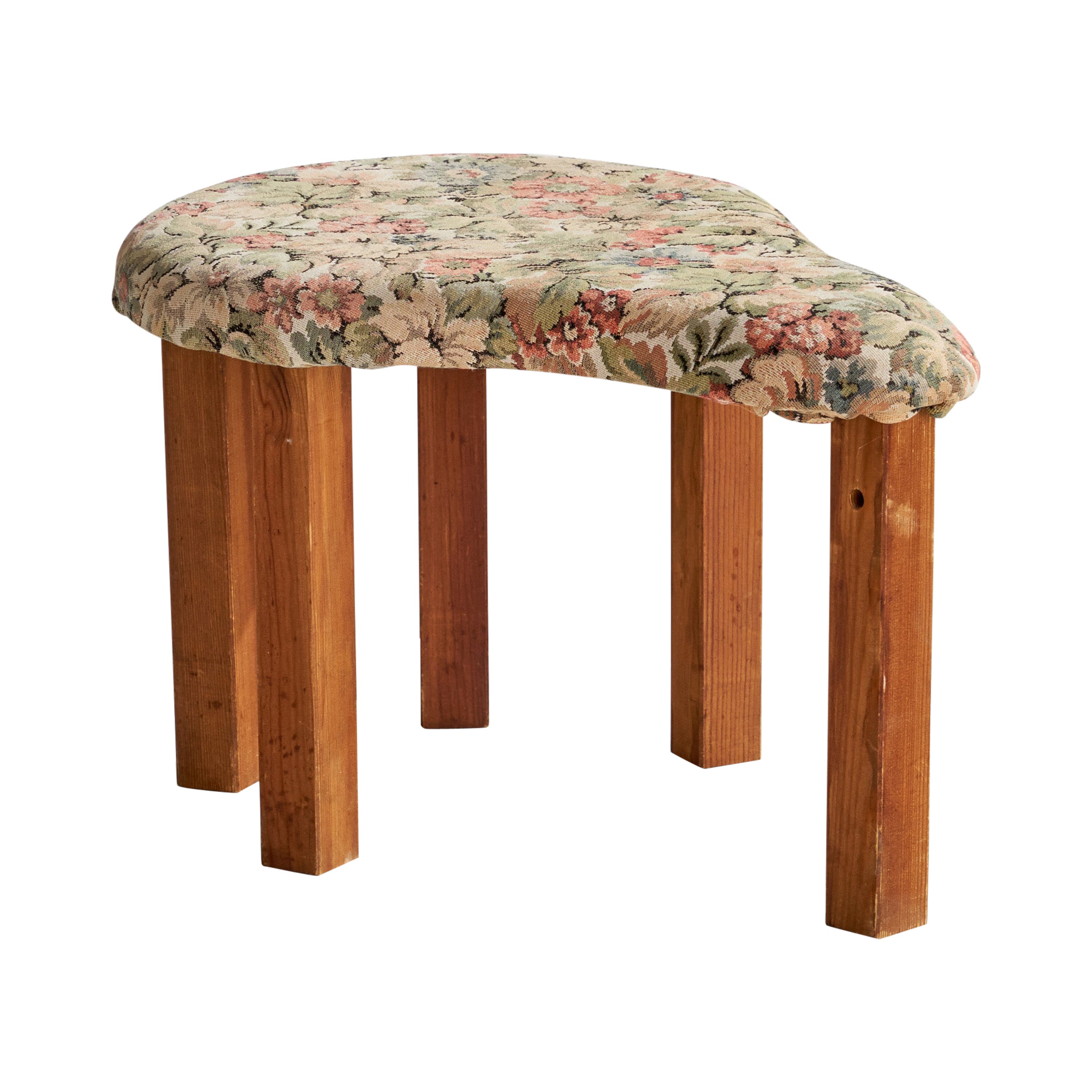 Stig Wärnell, Tabouret, pin, tissu, Suède, 1970