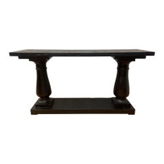 Used Salvaged Ebony Console Table by Restoration Hardware w/ Balustrade Legs