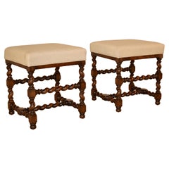 Antique Pair of 19th Century Turned French Stools