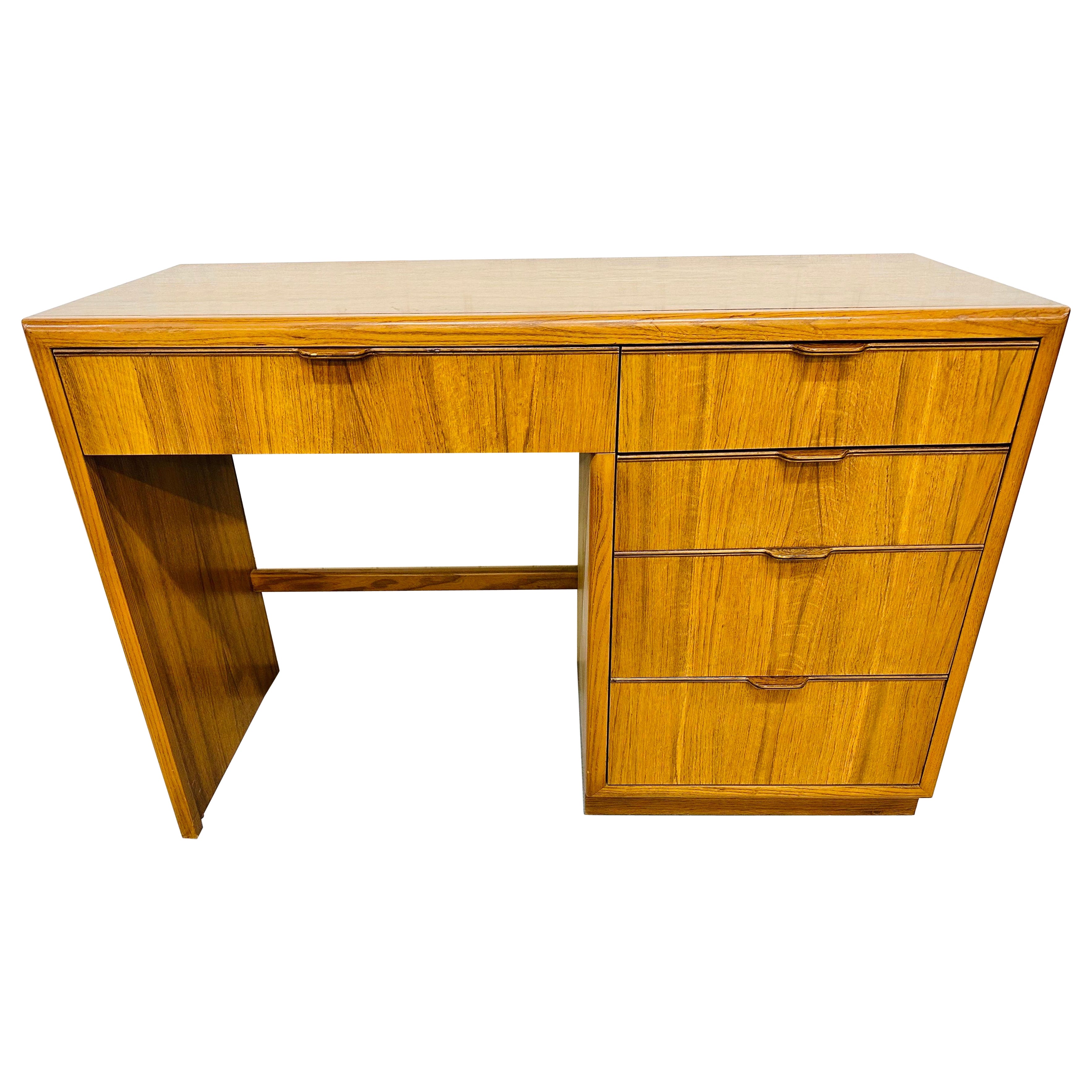 Vintage Drexel Heritage Modern Oak Writing Desk For Sale