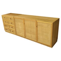 Mid century wood and rattan sideboard, Germany 1966