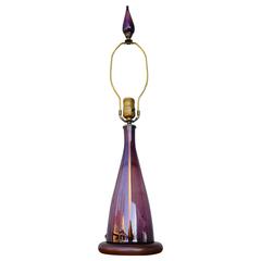 Vintage Blenko Amethyst Handblown Glass Lamp with Finial